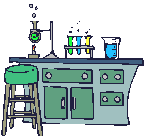 A desk with lab equipment on it