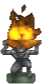 stone demon holding a flaming bowl