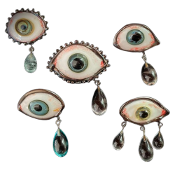 a bunch of jewelry eyes with jewel tears